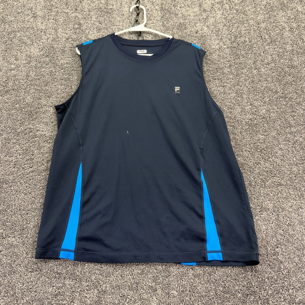 FILA Sport Tank Top Mens Extra Large Blue Sleeveless Performance Gym Workout